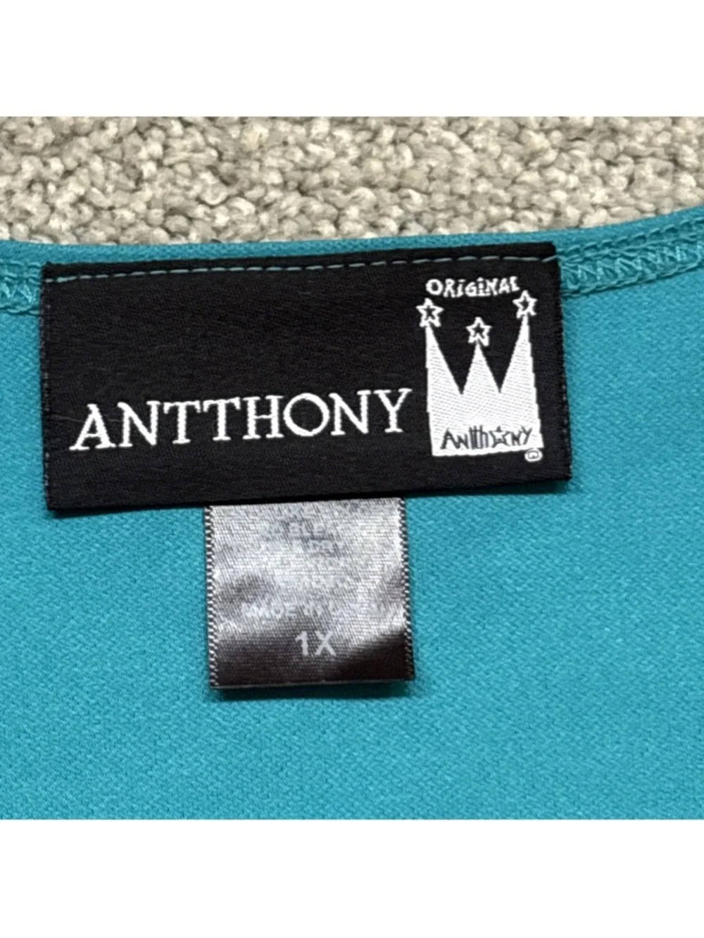 Antthony Original Women’s Size 1X Spring Pullover Turquoise Wide Strap Tank Top - Picture 4 of 10
